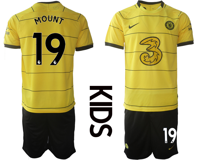 Youth 2021-2022 Club Chelsea away yellow #19 Soccer Jersey